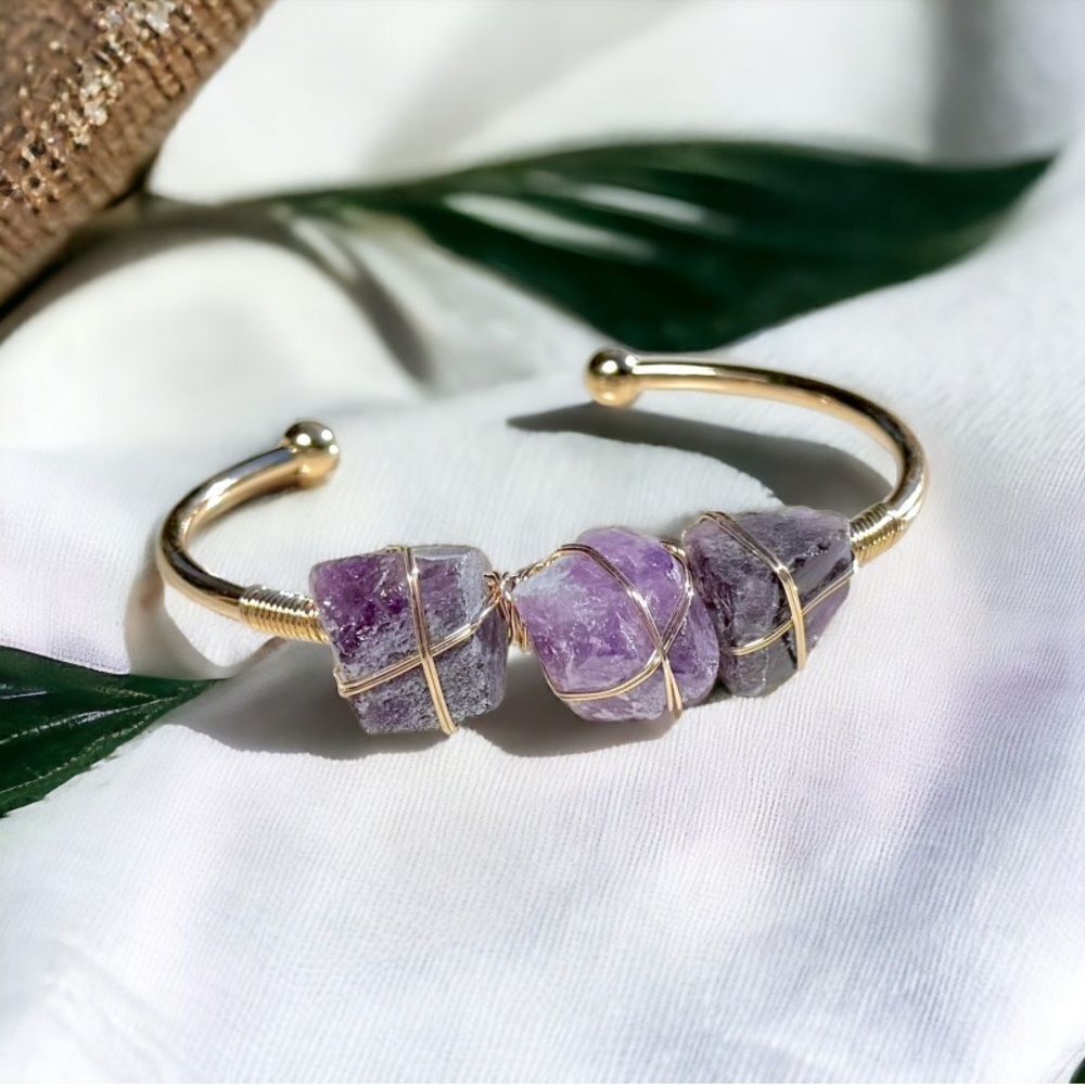 Amethyst bangle bracelet  #1645